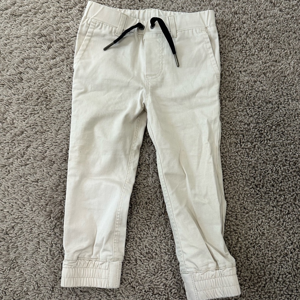 Beau Hudson Chino Cream Joggers with Black Drawstring